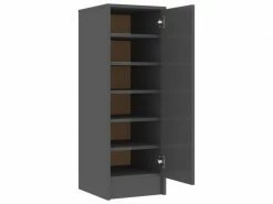 Vidaxl Armoire à Chaussures Gris Brillant 32x35x92 Cm Aggloméré