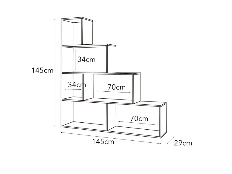 Bibliothèque Décorative à Six Compartiments, Couleur Chêne, Dimensions 145 X 145 X 29 Cm – Image 5
