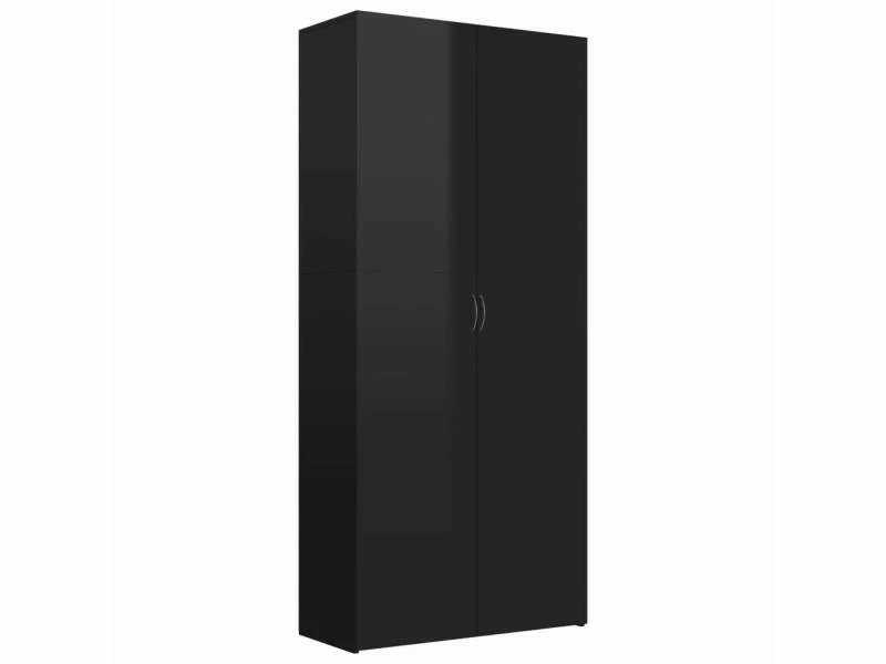 Vidaxl Armoire à Chaussures Noir Brillant 80x35,5x180 Cm Aggloméré