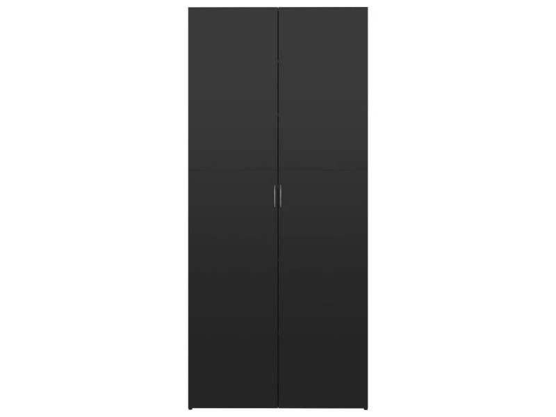 Vidaxl Armoire à Chaussures Noir Brillant 80x35,5x180 Cm Aggloméré – Image 4