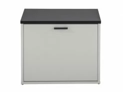 TOUSMESMEUBLES Meuble à Chaussures 1 Abattant Blanc/noir - Pratiq - L 54 X L 36 X H 44 - Neuf