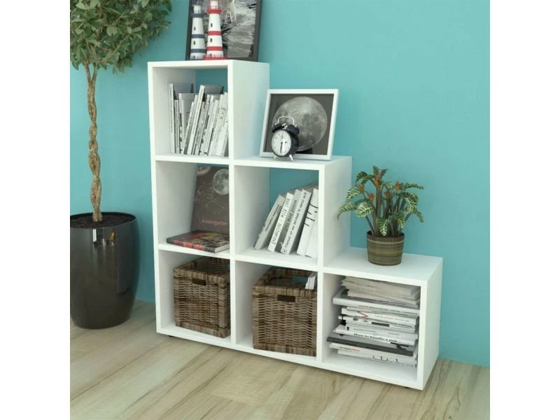 Esthetique étagères Serie Séoul Bibliothèque/étagère 107 Cm Blanc