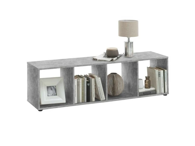 Icaverne - Bibliothèques Collection Fmd étagère Sur Pied Avec 4 Compartiments Gris Béton