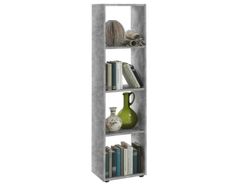 Icaverne - Bibliothèques Collection Fmd étagère Sur Pied Avec 4 Compartiments Gris Béton – Image 2