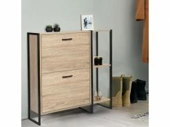 ID_MARKET Meuble à Chaussures Luis 2 Portes Avec étagère Design Industriel