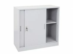 Meuble-classeur Boston Hwc-f41, Placard En Métal Avec Portes Coulissantes, 90x90x45cm ~ Gris