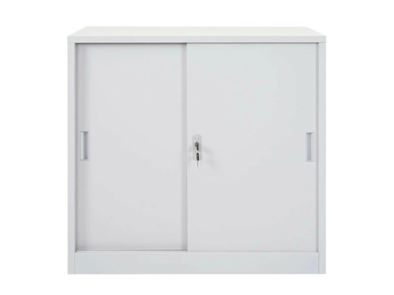 Meuble-classeur Boston Hwc-f41, Placard En Métal Avec Portes Coulissantes, 90x90x45cm ~ Gris – Image 2