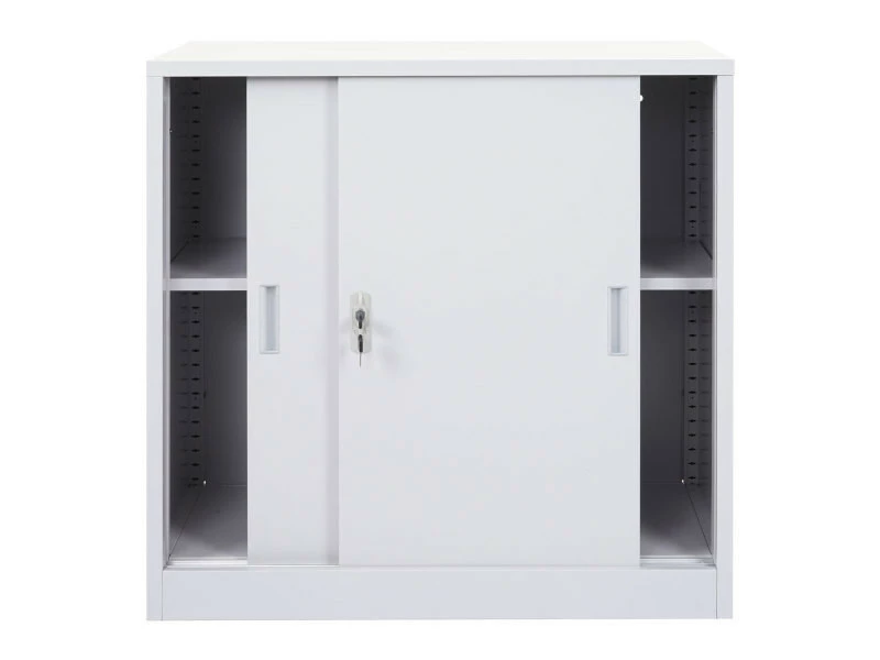 Meuble-classeur Boston Hwc-f41, Placard En Métal Avec Portes Coulissantes, 90x90x45cm ~ Gris – Image 3