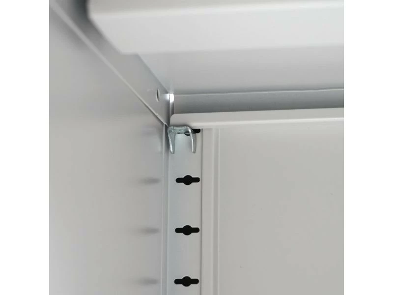 Meuble-classeur Boston Hwc-f41, Placard En Métal Avec Portes Coulissantes, 90x90x45cm ~ Gris – Image 5