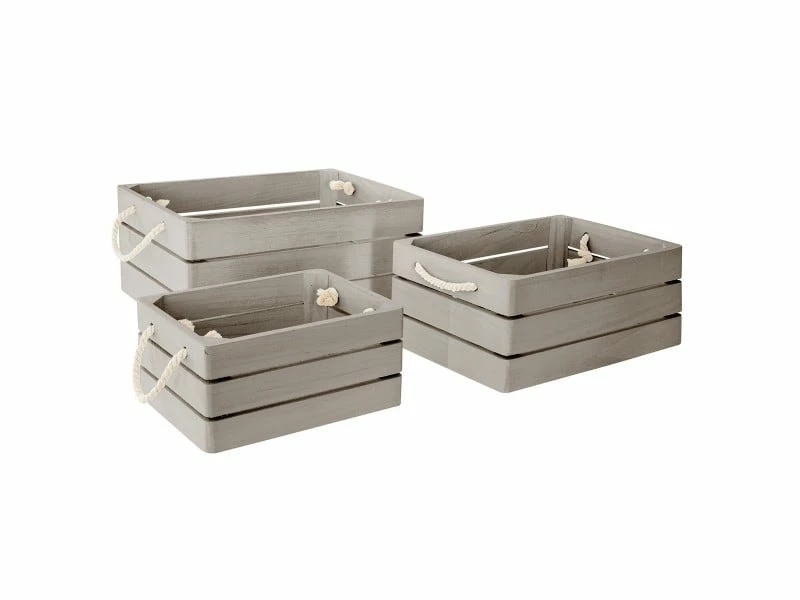 Lot De 3 Cagettes En Bois Dream Gris