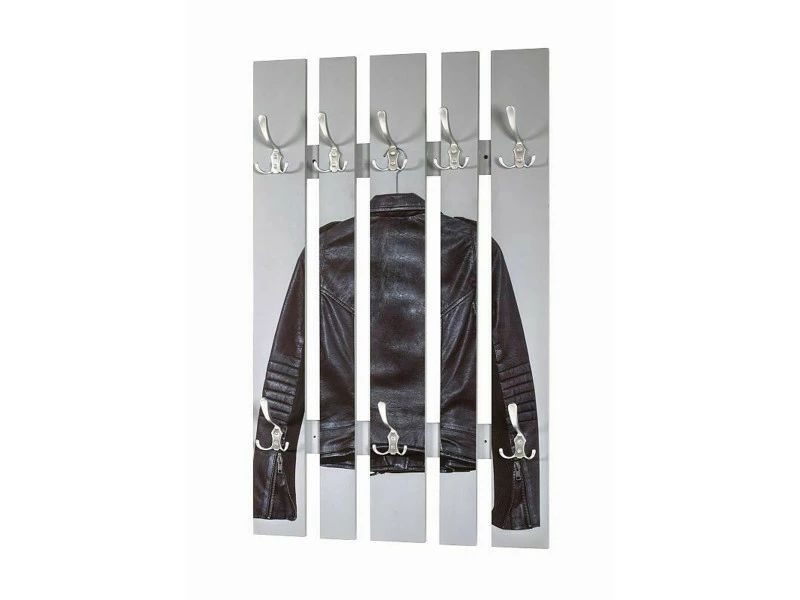 Garderobe Murale Coloris Gris-noir-optique Inox - Dim : L 65 X P 9 X H 100 Cm