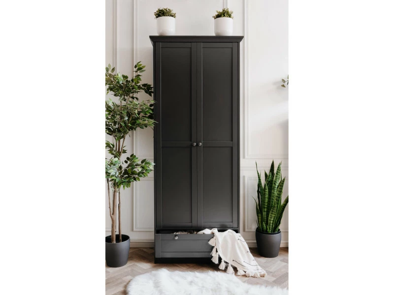 TERRE_DE_NUIT Armoire 2 Portes 1 Tiroir Avec Poignées En Métal - Ar7086