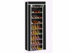 Armoire à Chaussures, Porte Chaussures En Tissu Non-tissé 58x29x160cm 24 Paires Noir