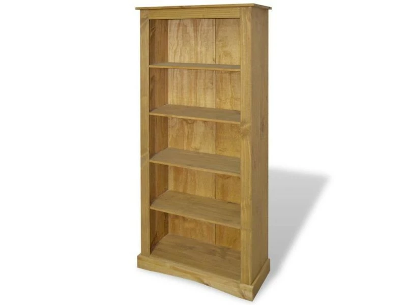 Joli étagères Famille Monrovia Bibliothèque à 5 Niveaux Pin Mexicain Corona Range 81x29x170 Cm