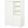 HOMCOM Armoire - Meuble Multi-rangements - Placard Porte 5 étagères, 3 Niches, 2 Tiroirs - Panneaux De Particules Blanc