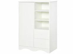 HOMCOM Armoire - Meuble Multi-rangements - Placard Porte 5 étagères, 3 Niches, 2 Tiroirs - Panneaux De Particules Blanc