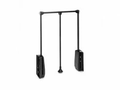 Emuca Penderie Rabattable Pour Armoire, Réglable 450 - 600 Mm, Jusqu'à 12 Kg, Acier, Peint En Noir