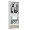 Carlo - Bibliothèque Style Moderne Salon/salle à Manger - 60x180x35 - 1 Tiroir - Beige