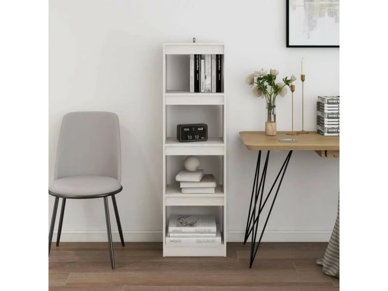 Vidaxl Bibliothèque/séparateur De Pièce Blanc 40x30x135,5cm Pin Massif – Image 3