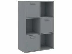 Icaverne - Bibliothèques Serie Armoire De Rangement Gris 60x29,5x90 Cm Aggloméré
