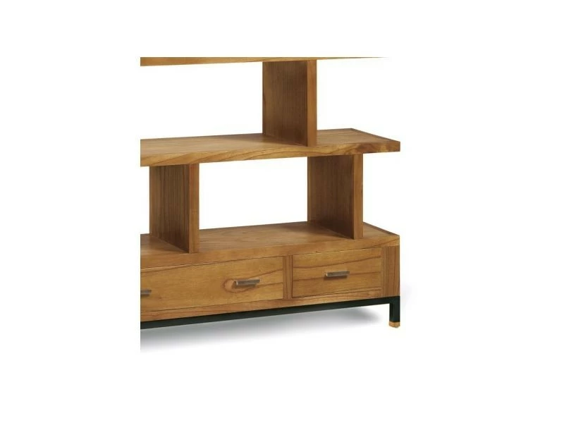 Bibliothèque 3 Tiroirs Bois Metal Marron 160x35x170cm - Bois, Métal - Décoration D'autrefois – Image 3