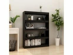 Vidaxl Bibliothèque/séparateur De Pièce Noir 100x30x135,5cm Pin Massif