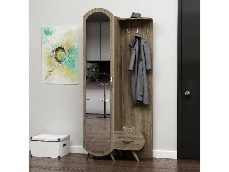 Homemania Cabinet D'entrée Kerry - Noyer - 80 X 35 X 180 Cm – Image 2