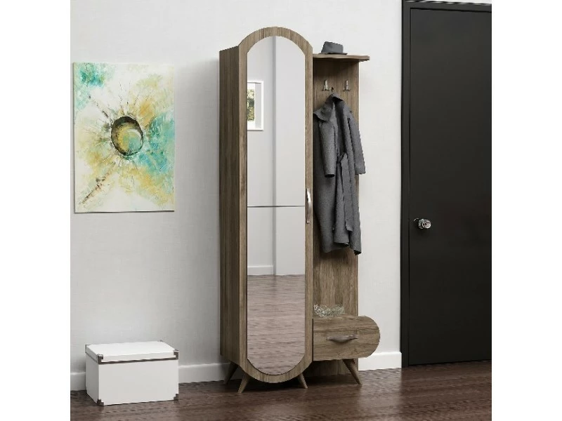 Homemania Cabinet D'entrée Kerry - Noyer - 80 X 35 X 180 Cm – Image 3