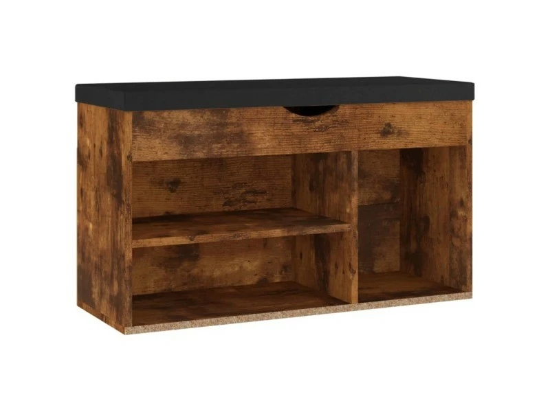 Vidaxl Banc à Chaussures Avec Coussin Chêne Fumé 80x30x47 Cm Aggloméré