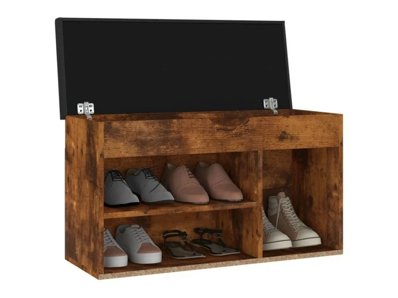 Vidaxl Banc à Chaussures Avec Coussin Chêne Fumé 80x30x47 Cm Aggloméré – Image 2