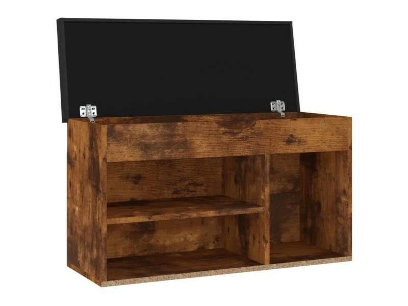 Vidaxl Banc à Chaussures Avec Coussin Chêne Fumé 80x30x47 Cm Aggloméré – Image 3