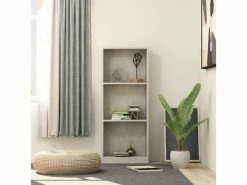 Splendide étagères Collection Lisbonne Bibliothèque à 3 Niveaux Gris Béton 40x24x108 Cm Aggloméré