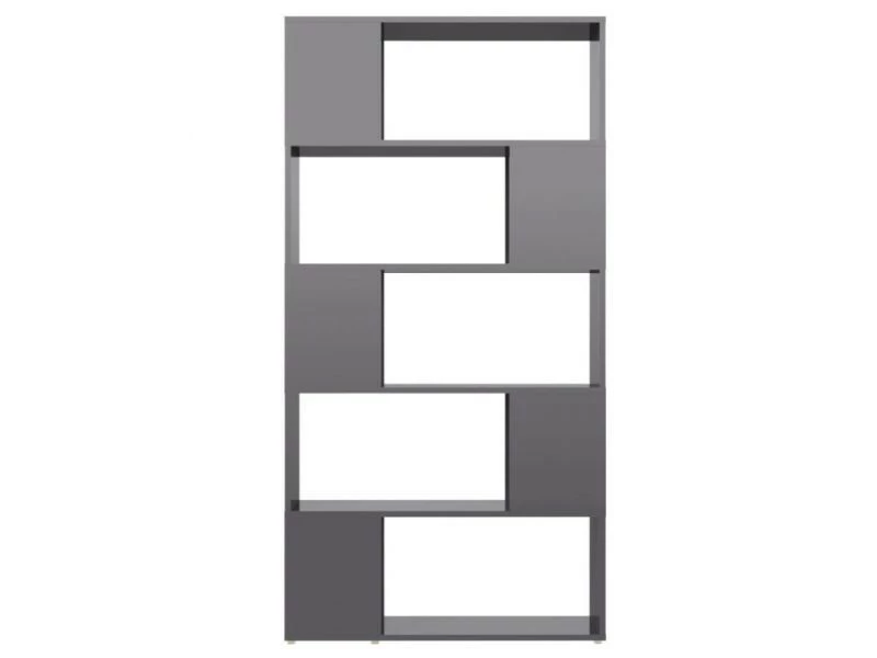 Vidaxl Bibliothèque De Séparation Gris Brillant 80x24x155 Cm Aggloméré – Image 5