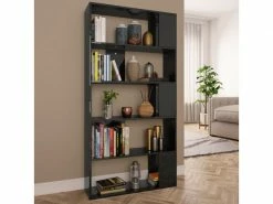 Esthetique étagères Collection Minsk Bibliothèque/séparateur De Pièce Noir Brillant 80x24x159 Cm