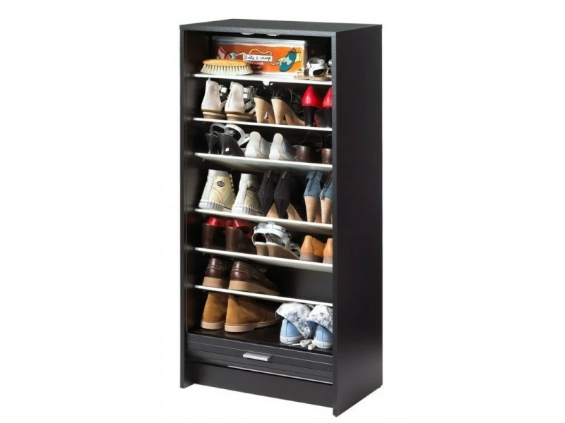 Meuble à Chaussures Noir 7 Tablettes - Coloris: Lac De Genève 652 – Image 2