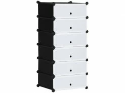 HOMCOM Meuble De Rangement à Chaussures Modulable 6 Casiers Rectangulaires Empilables - Noir Et Blanc