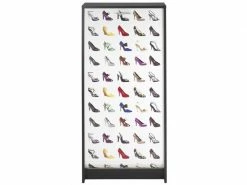 TOUSMESMEUBLES Meuble à Chaussures à Rideau Noir - Shoes N°1 - L 58 X L 36 X H 121 - Neuf