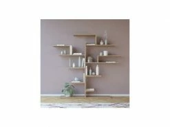 Homemania Bibliothèque Tree - Etagère - Avec étagères - Mur, Bureau, Salon - Sonoma En Panneau De Mélamine, 175 X 25 X 161 Cm
