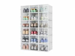 Boîte à Chaussures, Boîte De Rangement Transparent Et Pliable Pour Chaussures ,avec Porte,lot De 18，m - Meerveil