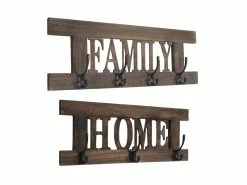 2x Garde-robe Murale Home+family, Set De Planche Vestiaire, Style Shabby, Vintage, 55x20cm ~ Marron