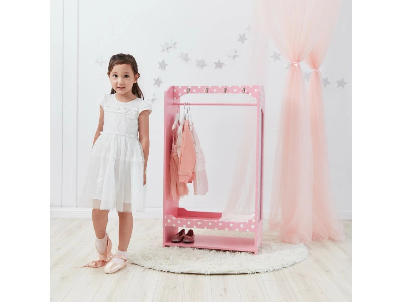 Penderie à Vêtements Rose Blanche à Pois Meuble En Bois Pour Enfant Teamson Td-12949a – Image 3