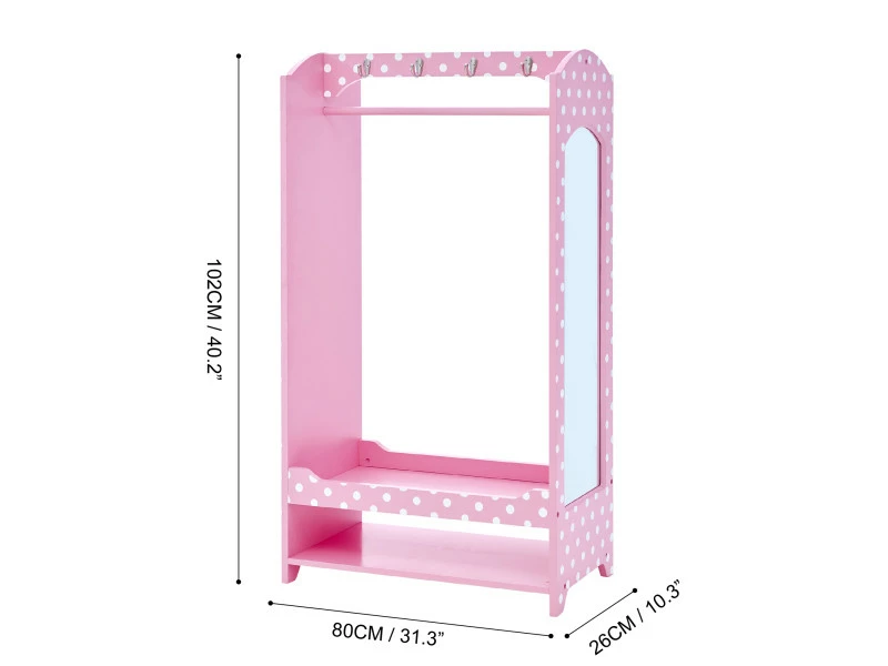 Penderie à Vêtements Rose Blanche à Pois Meuble En Bois Pour Enfant Teamson Td-12949a – Image 5