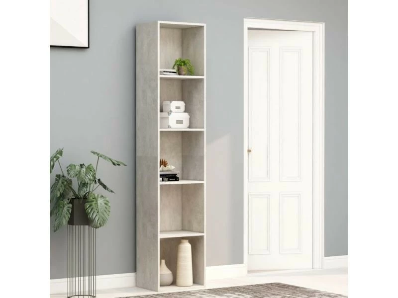 Vidaxl Bibliothèque Gris Béton 40x30x189 Cm Aggloméré
