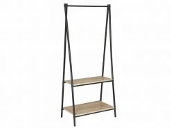 Tringle à Vêtements Robuste En Métal Avec étagères De Rangement Pour étagères à Chaussures En Bois à 2 Niveaux Helloshop26 19_0000570