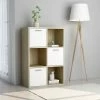 Magnifique étagères Categorie Georgetown Armoire De Rangement Blanc/chêne Sonoma 60x29,5x90 Cm Aggloméré