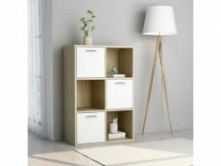 Magnifique étagères Categorie Georgetown Armoire De Rangement Blanc/chêne Sonoma 60x29,5x90 Cm Aggloméré