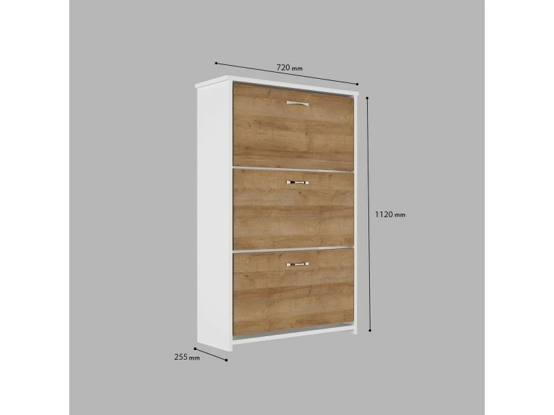 Meuble à Chaussures Design Bois Triplex - L. 72 X H. 112 Cm - Marron Chêne – Image 4