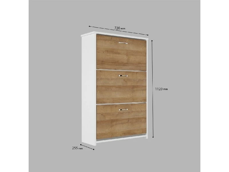 Meuble à Chaussures Design Bois Triplex - L. 72 X H. 112 Cm - Marron Chêne – Image 5