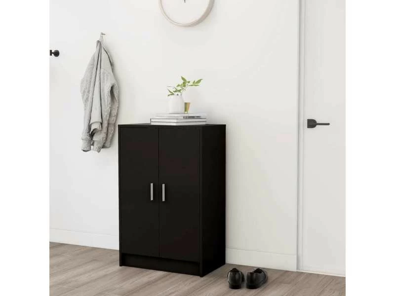 Vidaxl Armoire à Chaussures Noir 60x35x92 Cm Aggloméré – Image 2