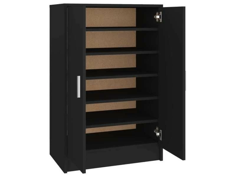 Vidaxl Armoire à Chaussures Noir 60x35x92 Cm Aggloméré – Image 5